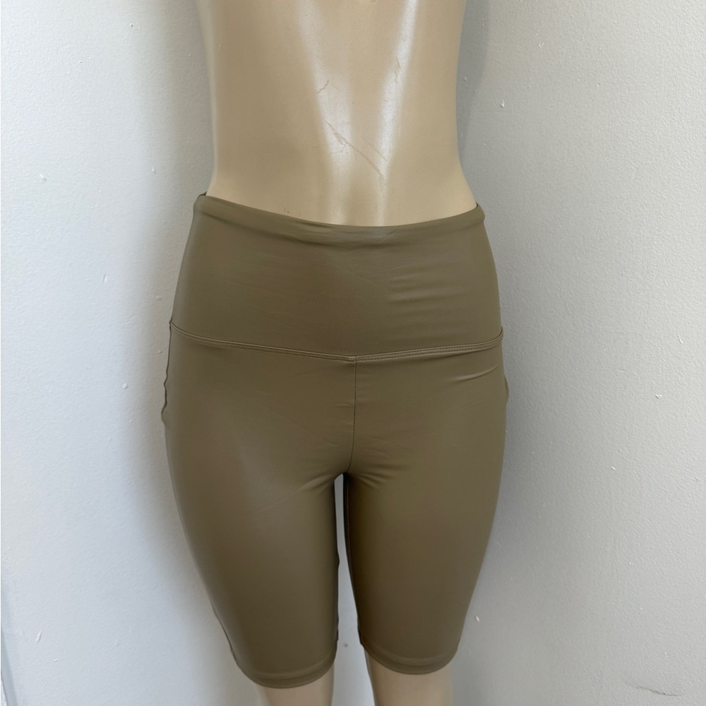 Vegan leather biker shorts​